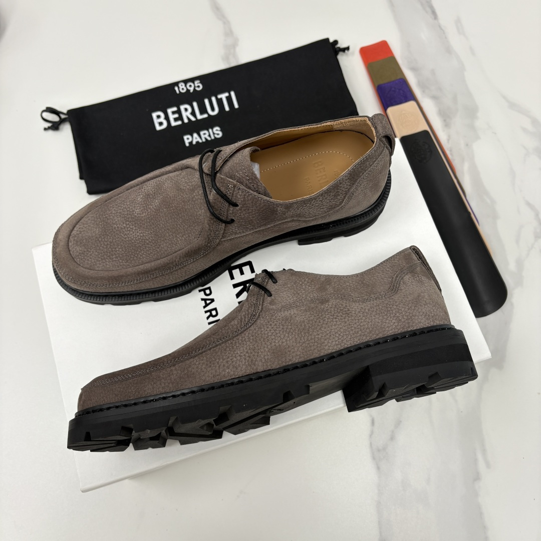 💋💍Berlut* 布鲁提 新品牛津鞋男士皮鞋  皮革德比鞋官方 21300，采用进口磨砂摔纹皮精制而成