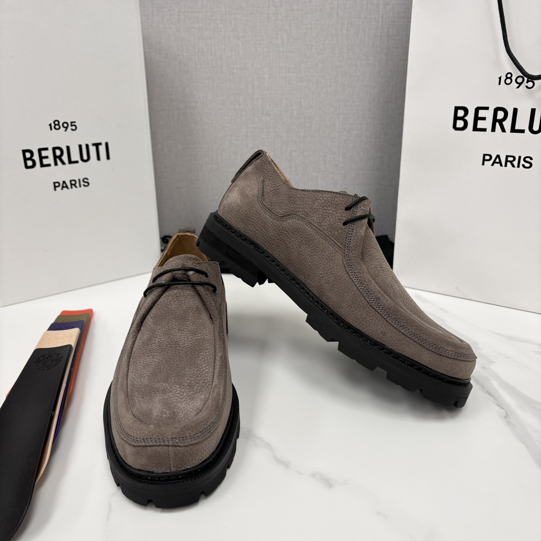 💋💍Berlut* 布鲁提 新品牛津鞋男士皮鞋  皮革德比鞋官方 21300，采用进口磨砂摔纹皮精制而成