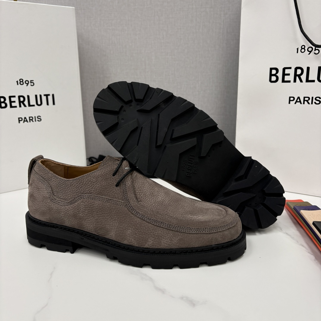 💋💍Berlut* 布鲁提 新品牛津鞋男士皮鞋  皮革德比鞋官方 21300，采用进口磨砂摔纹皮精制而成