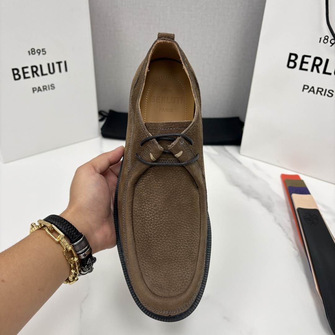 💋💍Berlut* 布鲁提 新品牛津鞋男士皮鞋  皮革德比鞋官方 21300，采用进口磨砂摔纹皮精制而成