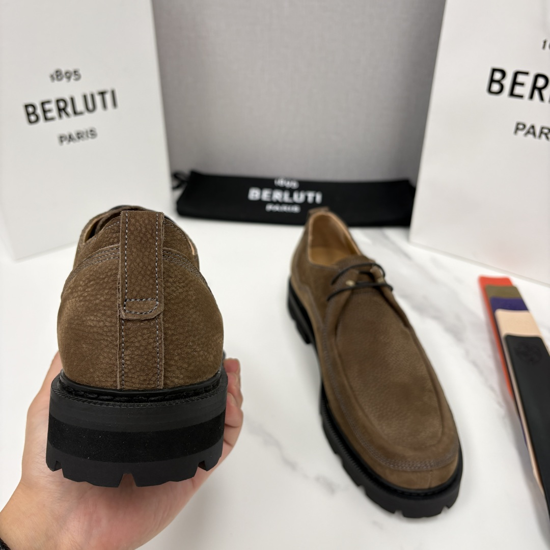 💋💍Berlut* 布鲁提 新品牛津鞋男士皮鞋  皮革德比鞋官方 21300，采用进口磨砂摔纹皮精制而成