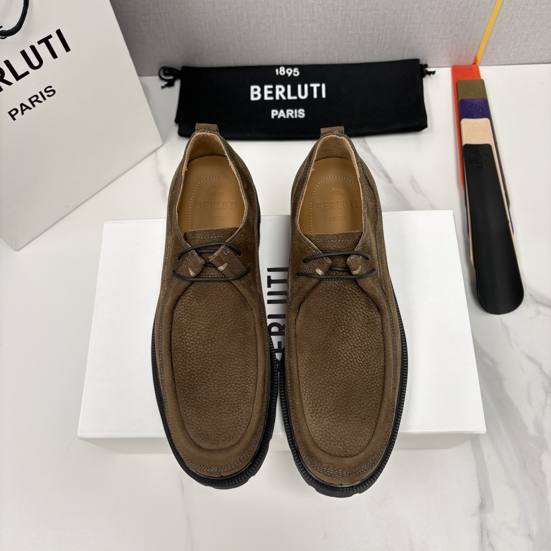 💋💍Berlut* 布鲁提 新品牛津鞋男士皮鞋  皮革德比鞋官方 21300，采用进口磨砂摔纹皮精制而成