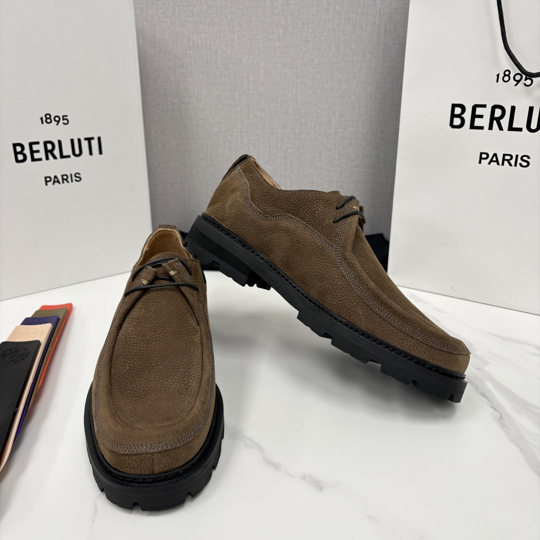 💋💍Berlut* 布鲁提 新品牛津鞋男士皮鞋  皮革德比鞋官方 21300，采用进口磨砂摔纹皮精制而成