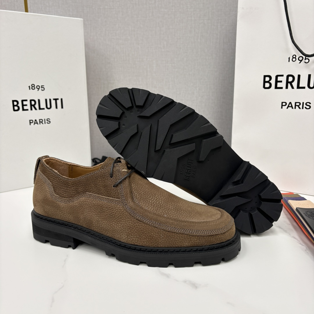 💋💍Berlut* 布鲁提 新品牛津鞋男士皮鞋  皮革德比鞋官方 21300，采用进口磨砂摔纹皮精制而成