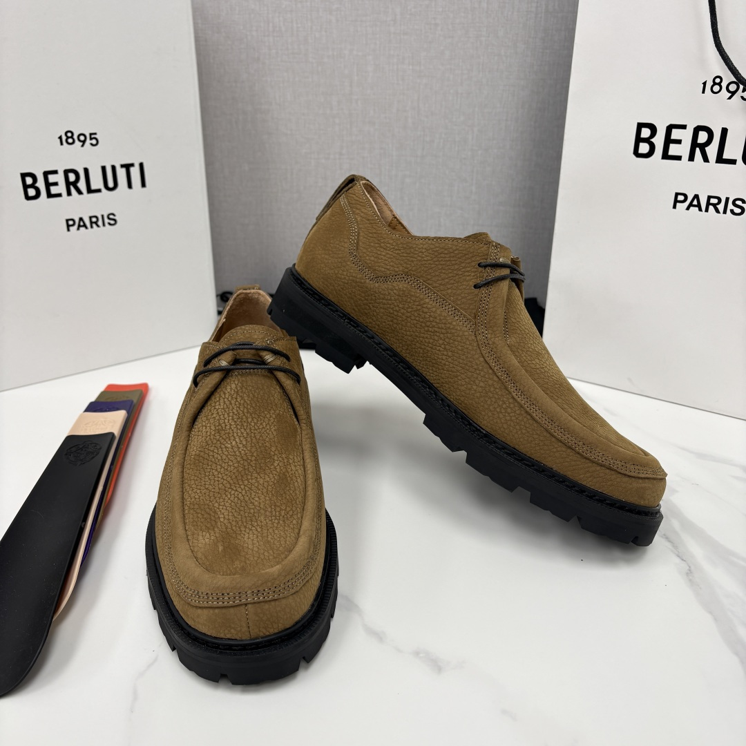 💋💍Berlut* 布鲁提 新品牛津鞋男士皮鞋  皮革德比鞋官方 21300，采用进口磨砂摔纹皮精制而成
