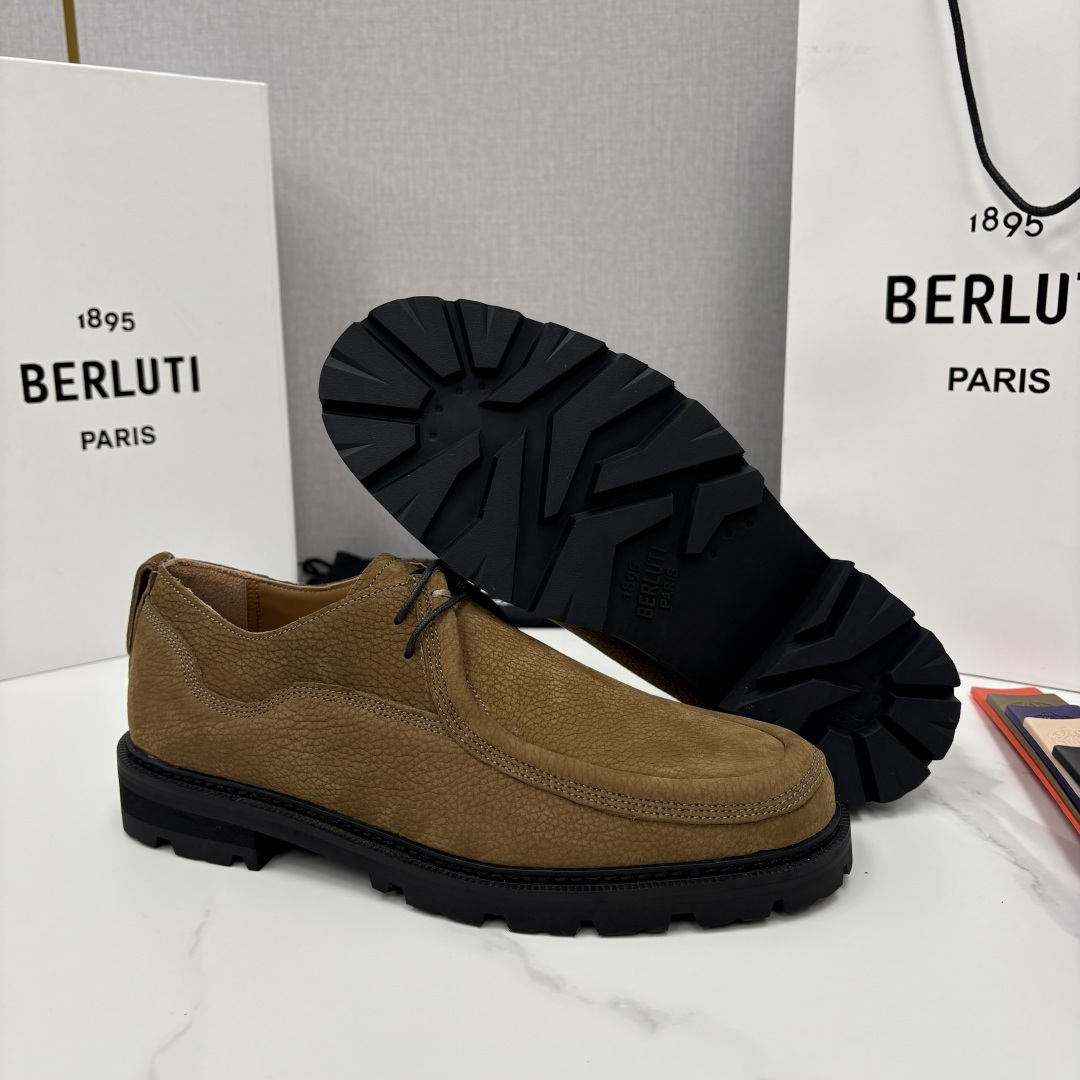 💋💍Berlut* 布鲁提 新品牛津鞋男士皮鞋  皮革德比鞋官方 21300，采用进口磨砂摔纹皮精制而成