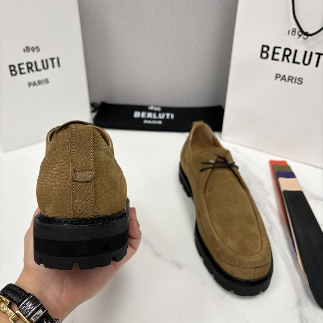 💋💍Berlut* 布鲁提 新品牛津鞋男士皮鞋  皮革德比鞋官方 21300，采用进口磨砂摔纹皮精制而成