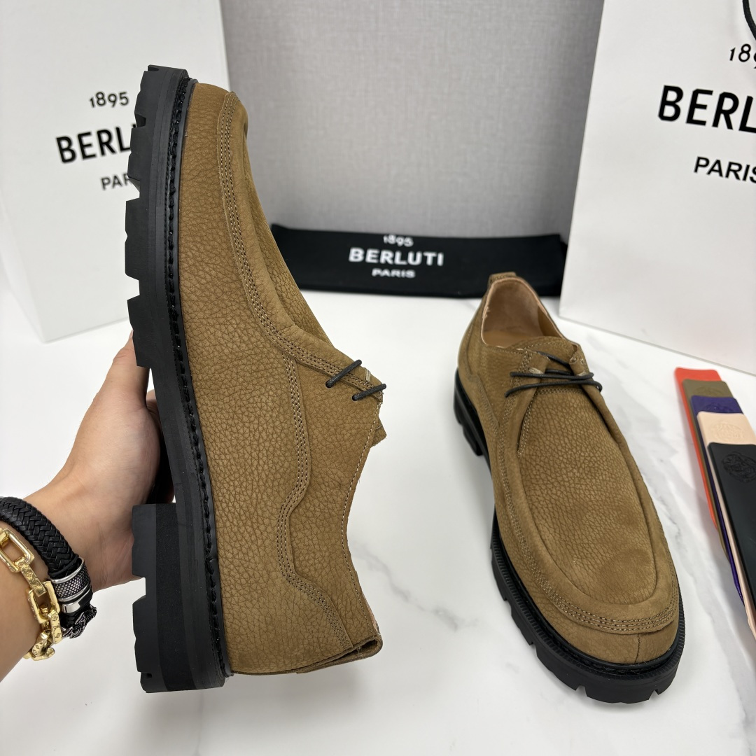 💋💍Berlut* 布鲁提 新品牛津鞋男士皮鞋  皮革德比鞋官方 21300，采用进口磨砂摔纹皮精制而成