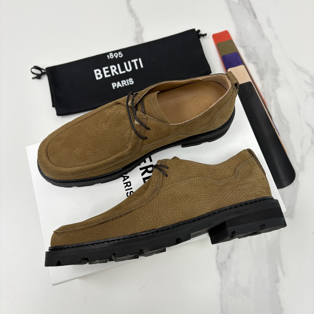 💋💍Berlut* 布鲁提 新品牛津鞋男士皮鞋  皮革德比鞋官方 21300，采用进口磨砂摔纹皮精制而成
