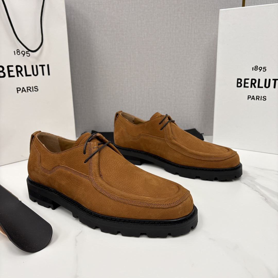 💋💍Berlut* 布鲁提 新品牛津鞋男士皮鞋  皮革德比鞋官方 21300，采用进口磨砂摔纹皮精制而成