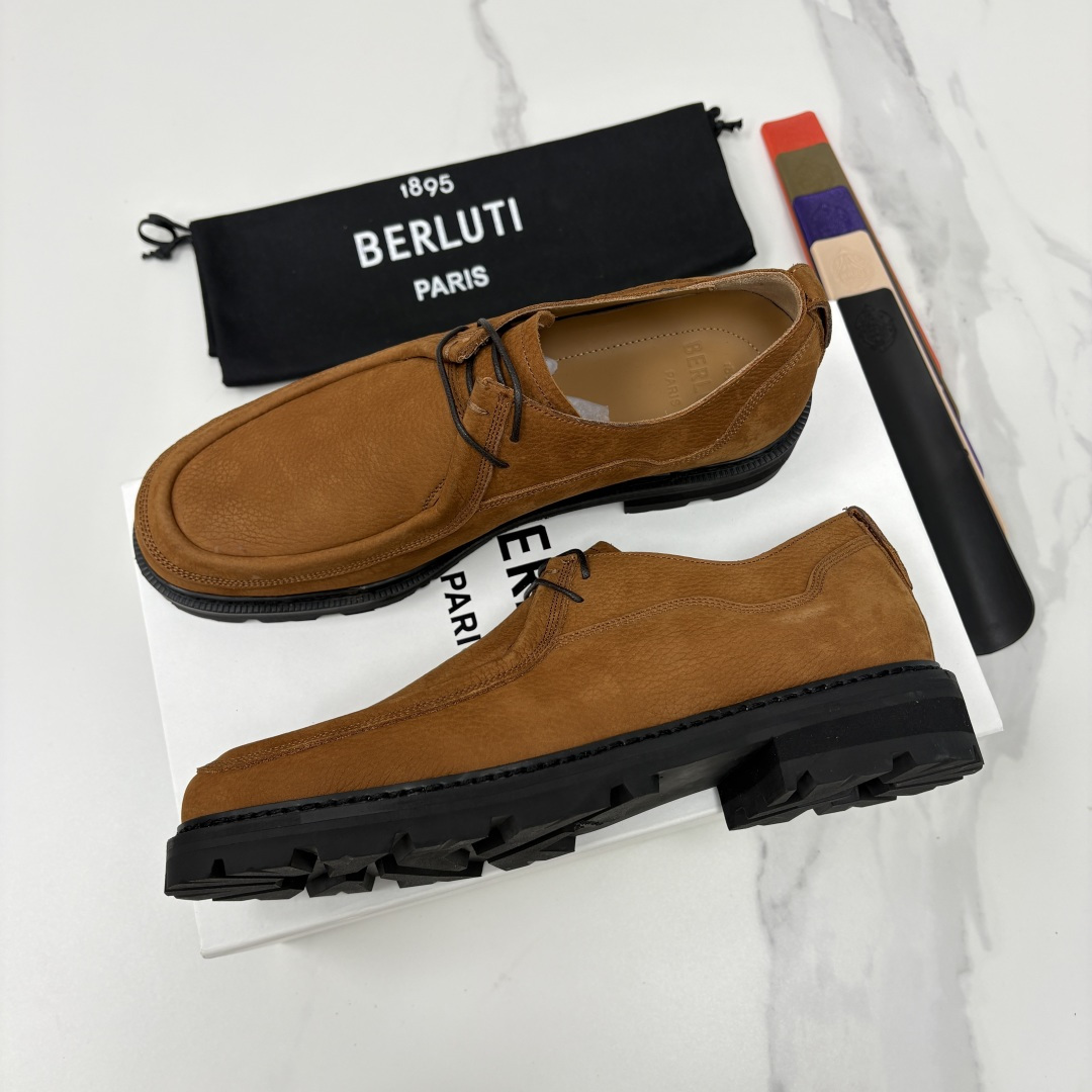 💋💍Berlut* 布鲁提 新品牛津鞋男士皮鞋  皮革德比鞋官方 21300，采用进口磨砂摔纹皮精制而成