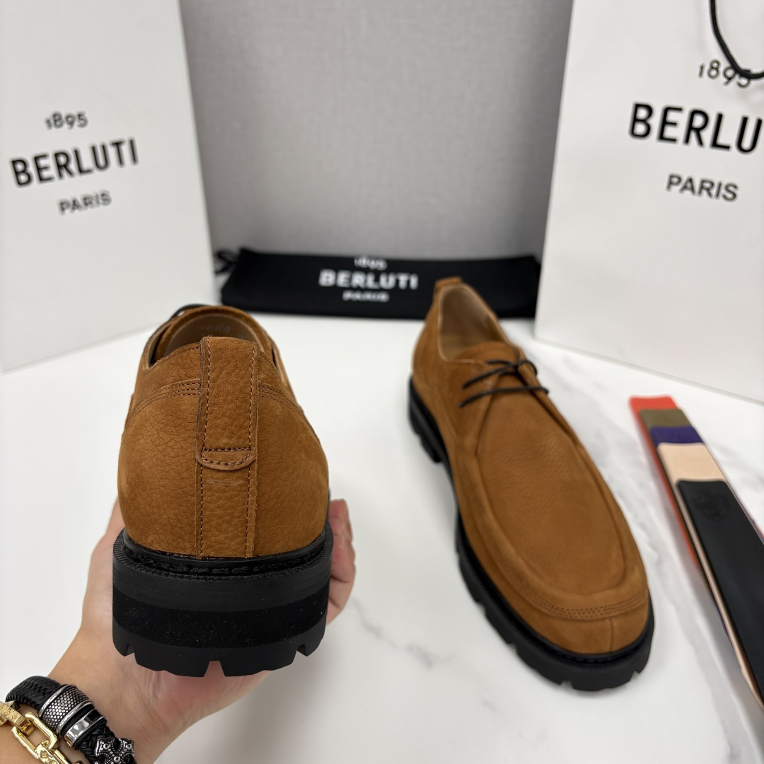 💋💍Berlut* 布鲁提 新品牛津鞋男士皮鞋  皮革德比鞋官方 21300，采用进口磨砂摔纹皮精制而成