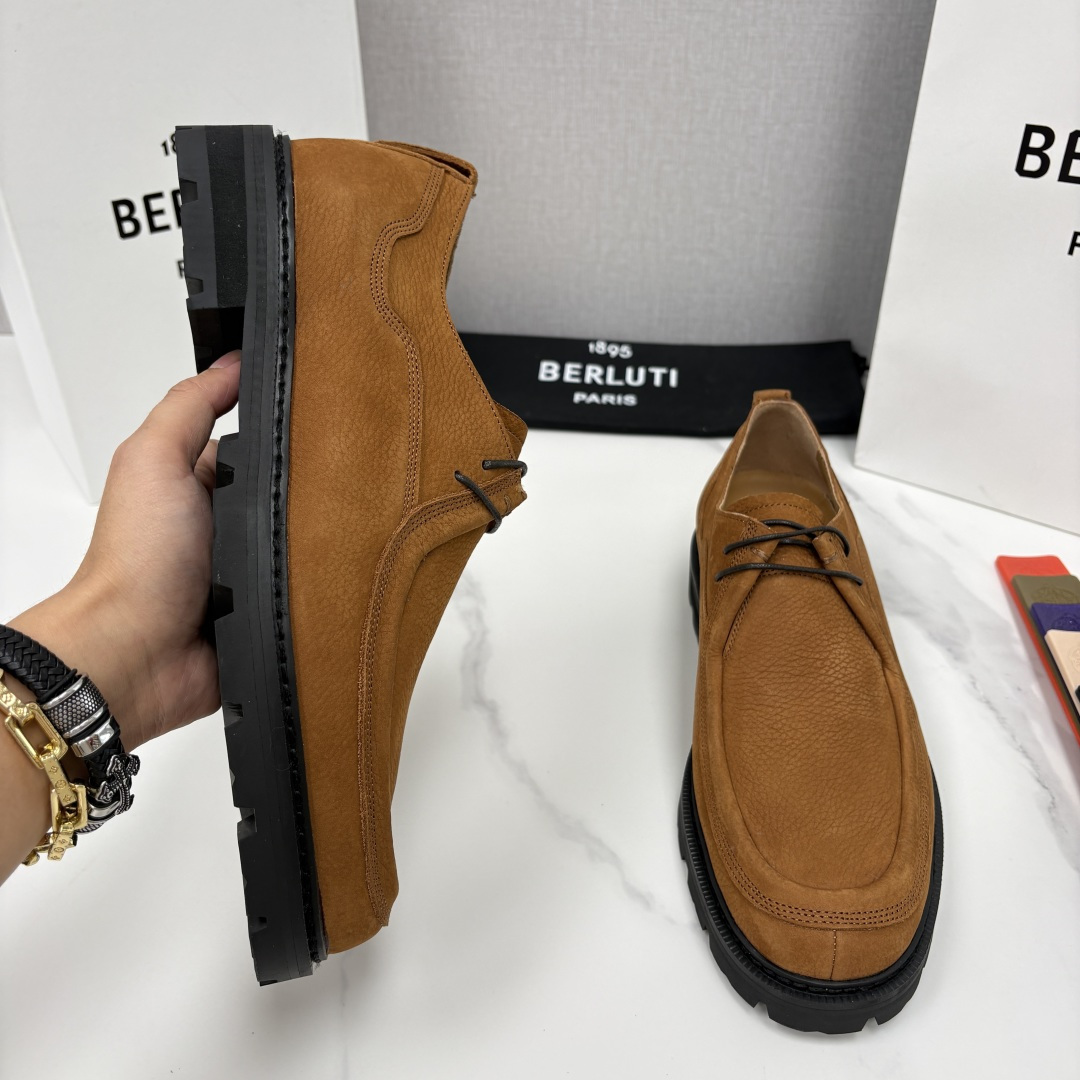 💋💍Berlut* 布鲁提 新品牛津鞋男士皮鞋  皮革德比鞋官方 21300，采用进口磨砂摔纹皮精制而成
