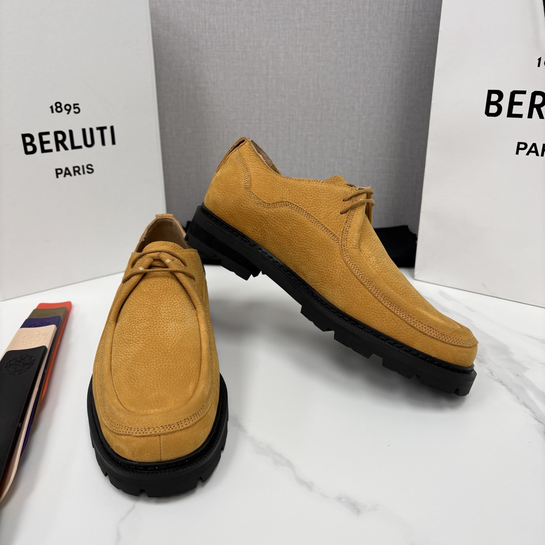 💋💍Berlut* 布鲁提 新品牛津鞋男士皮鞋  皮革德比鞋官方 21300，采用进口磨砂摔纹皮精制而成