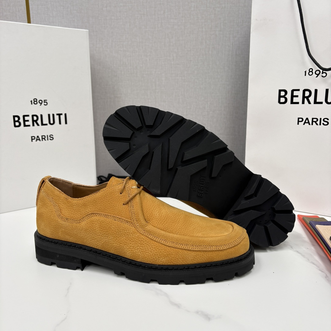 💋💍Berlut* 布鲁提 新品牛津鞋男士皮鞋  皮革德比鞋官方 21300，采用进口磨砂摔纹皮精制而成