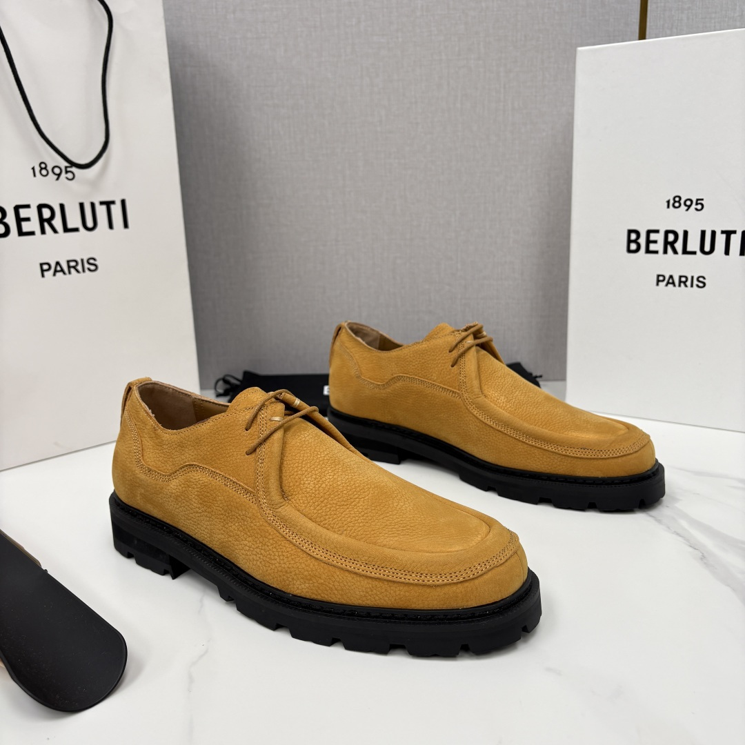 💋💍Berlut* 布鲁提 新品牛津鞋男士皮鞋  皮革德比鞋官方 21300，采用进口磨砂摔纹皮精制而成