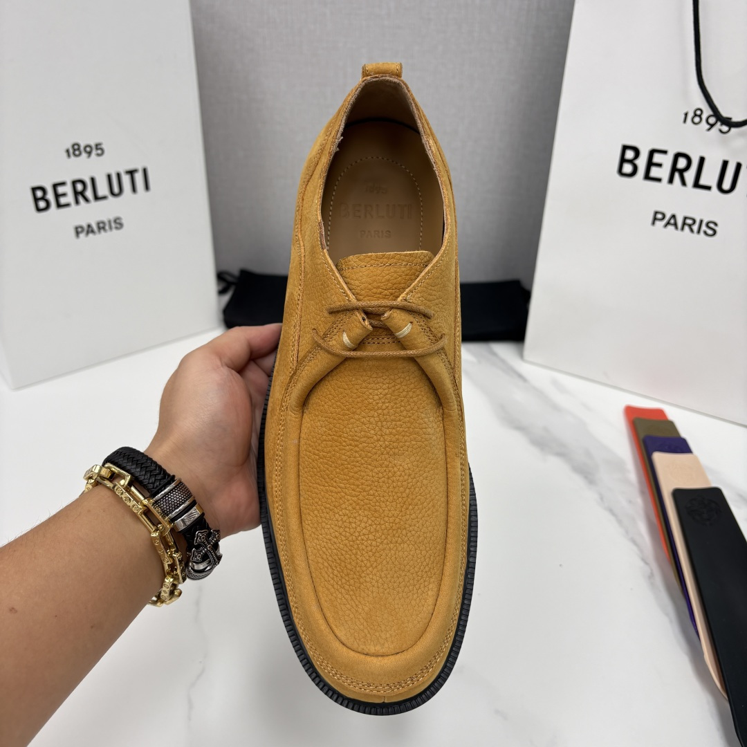 💋💍Berlut* 布鲁提 新品牛津鞋男士皮鞋  皮革德比鞋官方 21300，采用进口磨砂摔纹皮精制而成