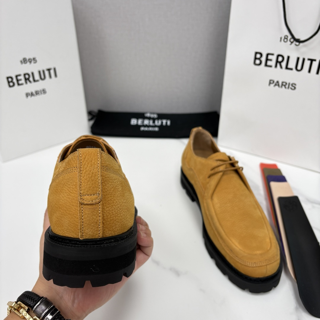 💋💍Berlut* 布鲁提 新品牛津鞋男士皮鞋  皮革德比鞋官方 21300，采用进口磨砂摔纹皮精制而成