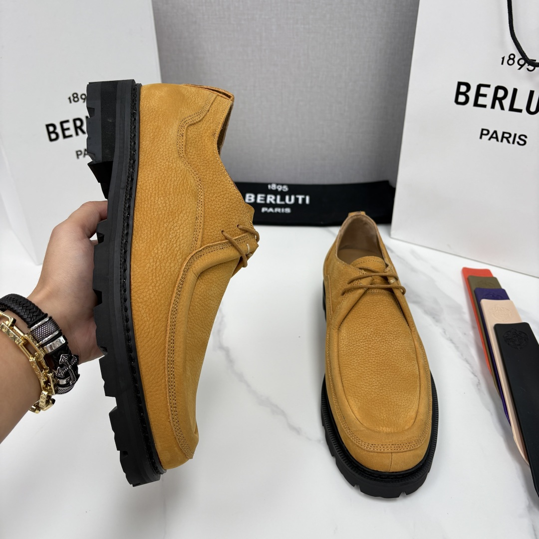 💋💍Berlut* 布鲁提 新品牛津鞋男士皮鞋  皮革德比鞋官方 21300，采用进口磨砂摔纹皮精制而成