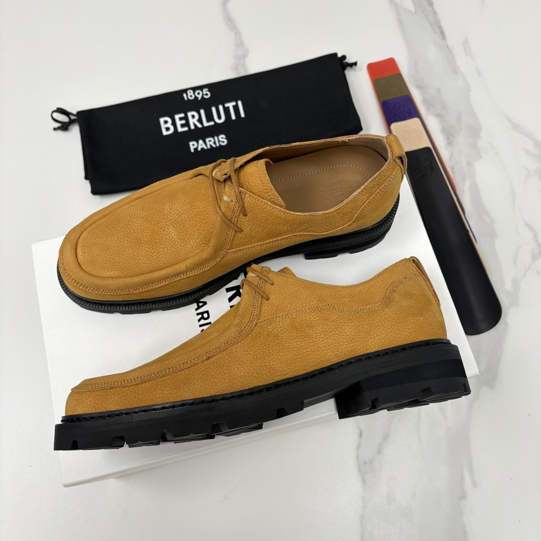 💋💍Berlut* 布鲁提 新品牛津鞋男士皮鞋  皮革德比鞋官方 21300，采用进口磨砂摔纹皮精制而成