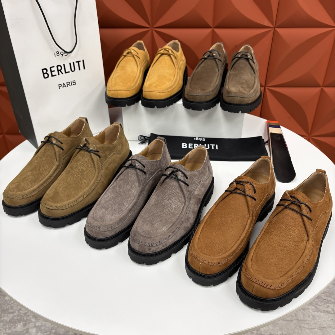 💋💍Berlut* 布鲁提 新品牛津鞋男士皮鞋  皮革德比鞋官方 21300，采用进口磨砂摔纹皮精制而成
