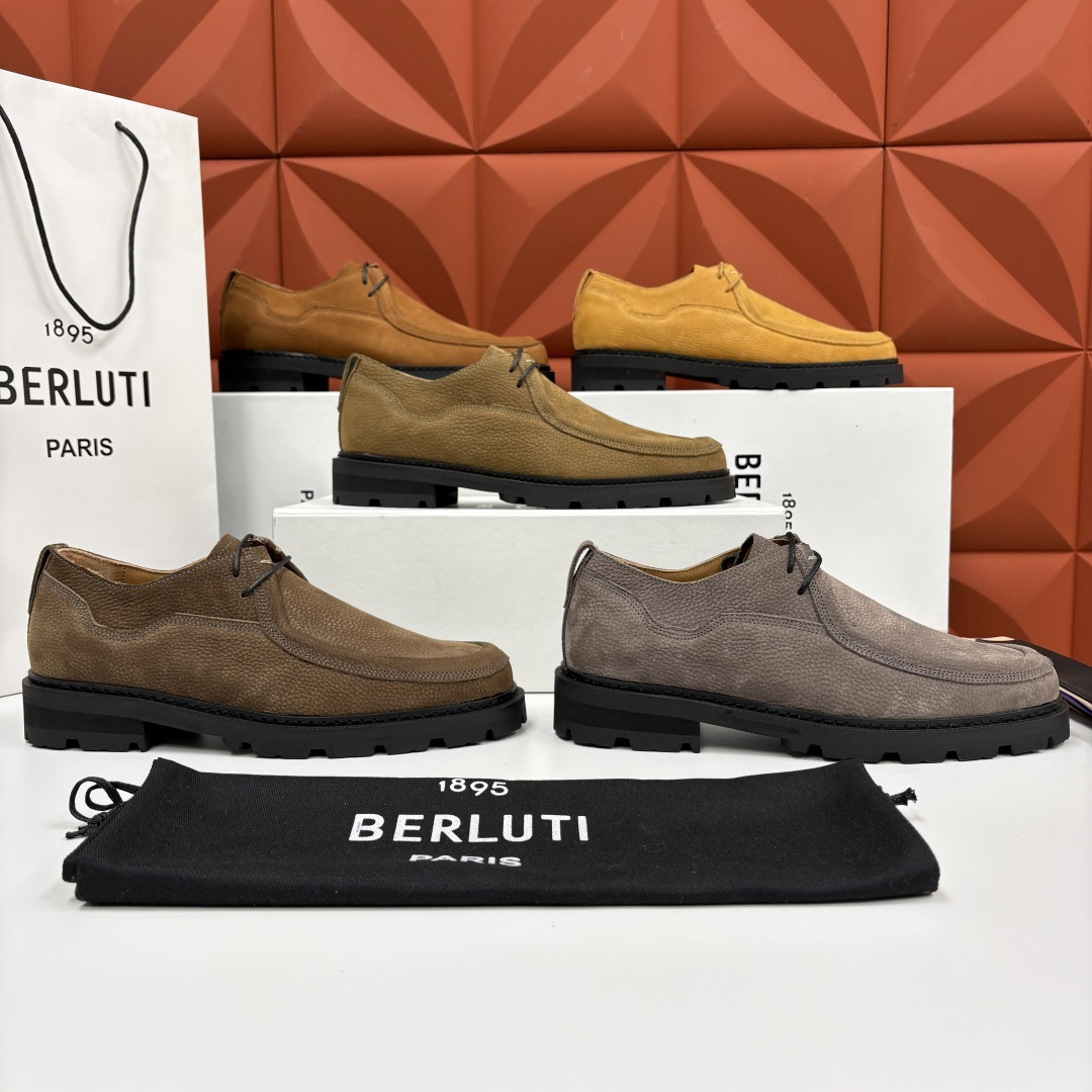 💋💍Berlut* 布鲁提 新品牛津鞋男士皮鞋  皮革德比鞋官方 21300，采用进口磨砂摔纹皮精制而成