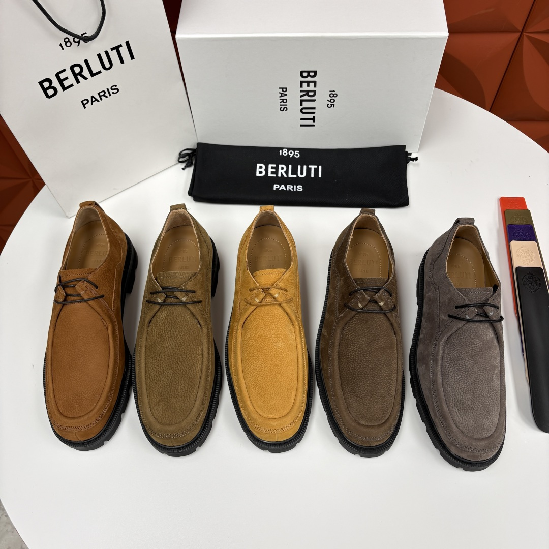 💋💍Berlut* 布鲁提 新品牛津鞋男士皮鞋  皮革德比鞋官方 21300，采用进口磨砂摔纹皮精制而成