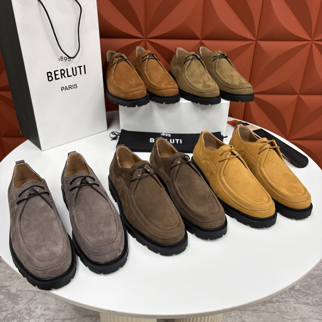 💋💍Berlut* 布鲁提 新品牛津鞋男士皮鞋  皮革德比鞋官方 21300，采用进口磨砂摔纹皮精制而成