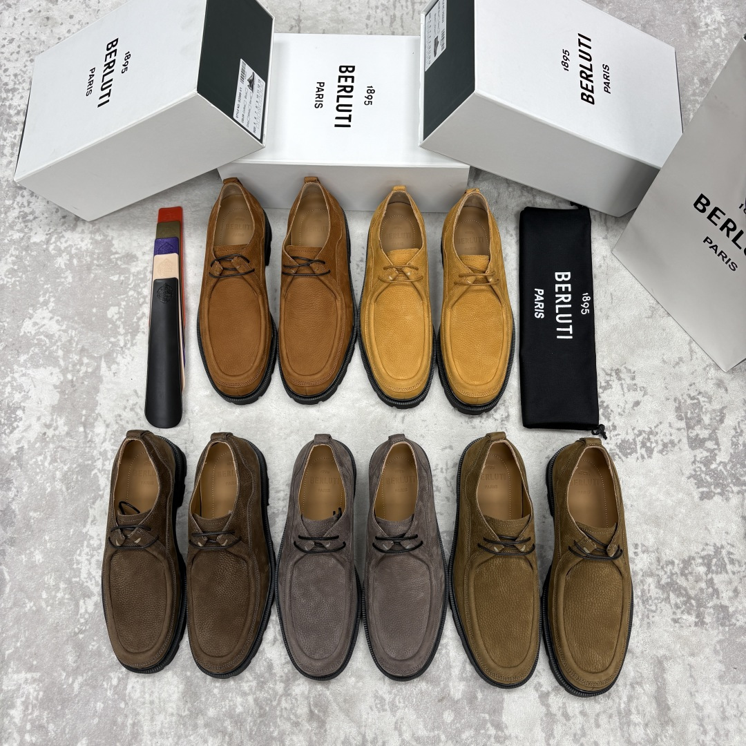 💋💍Berlut* 布鲁提 新品牛津鞋男士皮鞋  皮革德比鞋官方 21300，采用进口磨砂摔纹皮精制而成