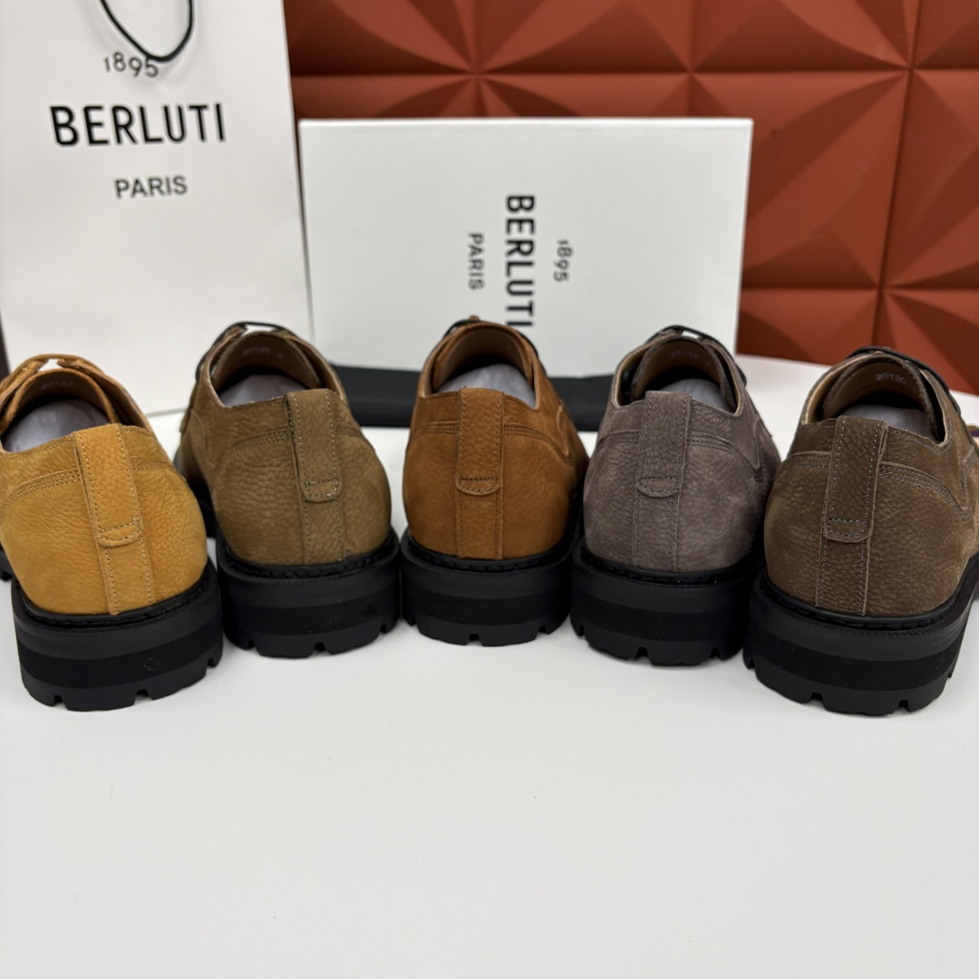 💋💍Berlut* 布鲁提 新品牛津鞋男士皮鞋  皮革德比鞋官方 21300，采用进口磨砂摔纹皮精制而成