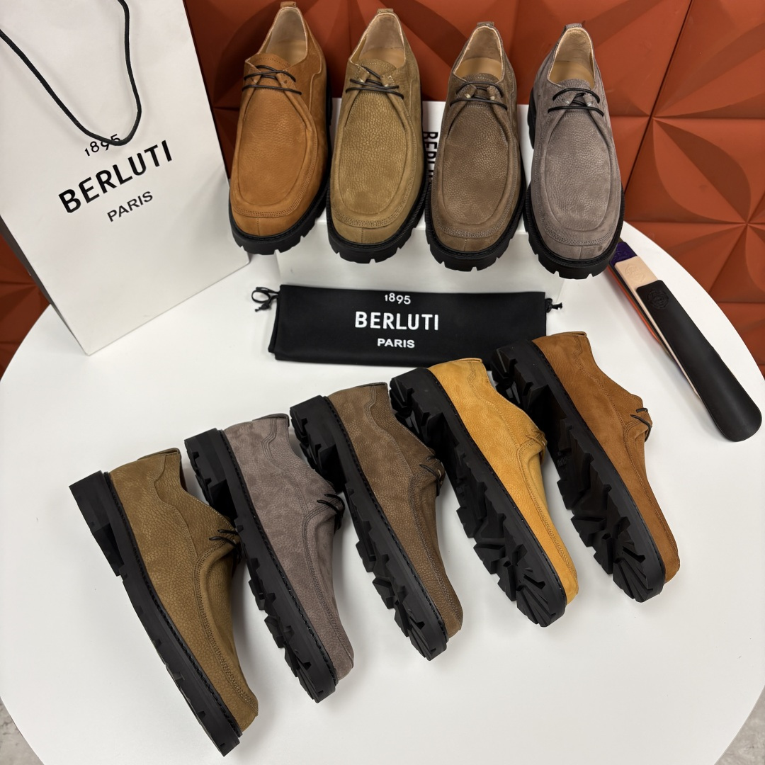 💋💍Berlut* 布鲁提 新品牛津鞋男士皮鞋  皮革德比鞋官方 21300，采用进口磨砂摔纹皮精制而成