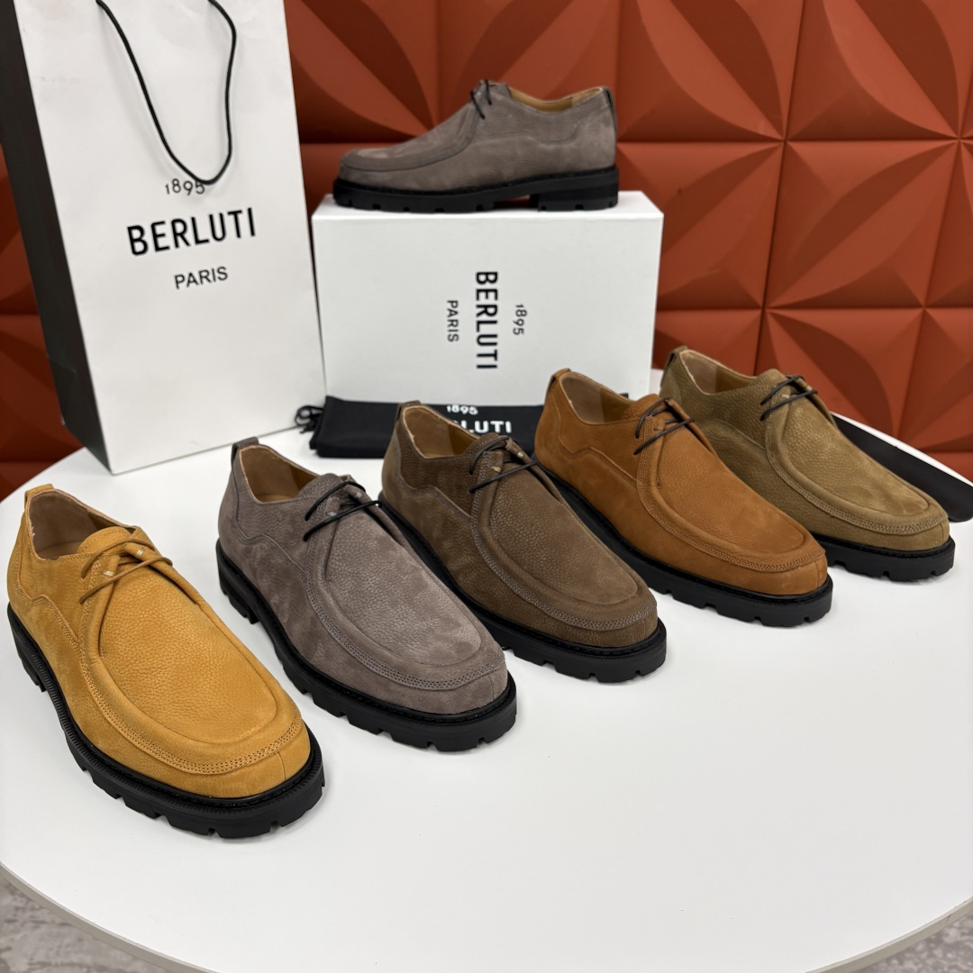 💋💍Berlut* 布鲁提 新品牛津鞋男士皮鞋  皮革德比鞋官方 21300，采用进口磨砂摔纹皮精制而成