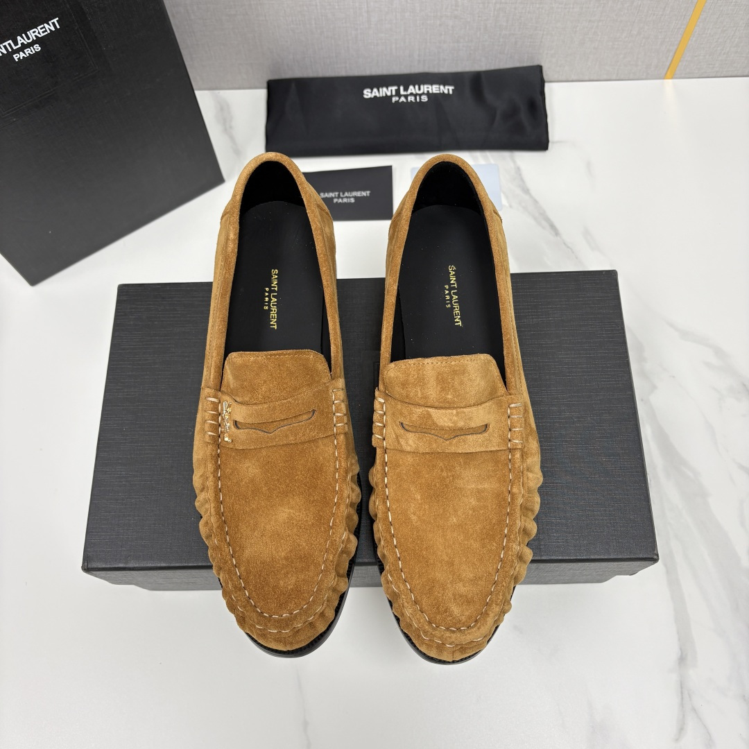 💋💍YSL 新品     圣罗*兰男士摩登商务休闲套脚皮鞋，莫卡辛便鞋气质款！全新设计抓皱鞋头，经典背带