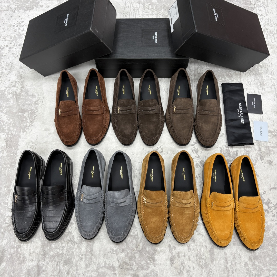 💋💍YSL 新品     圣罗*兰男士摩登商务休闲套脚皮鞋，莫卡辛便鞋气质款！全新设计抓皱鞋头，经典背带
