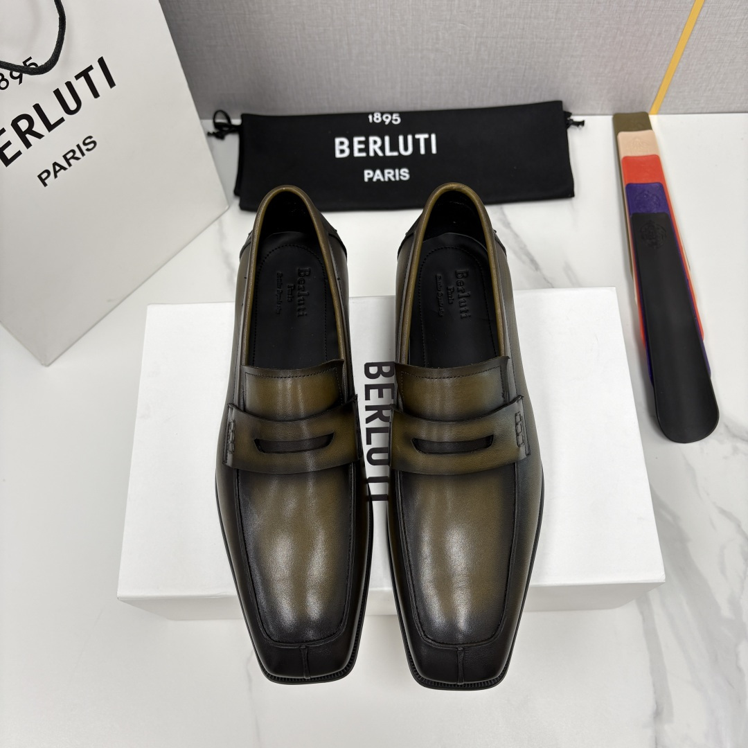 💋💍Berlut* 布鲁提  新款经典便士乐福鞋皮鞋  百年匠心的绅士之选  男士手工擦色正装鞋上新🆕 