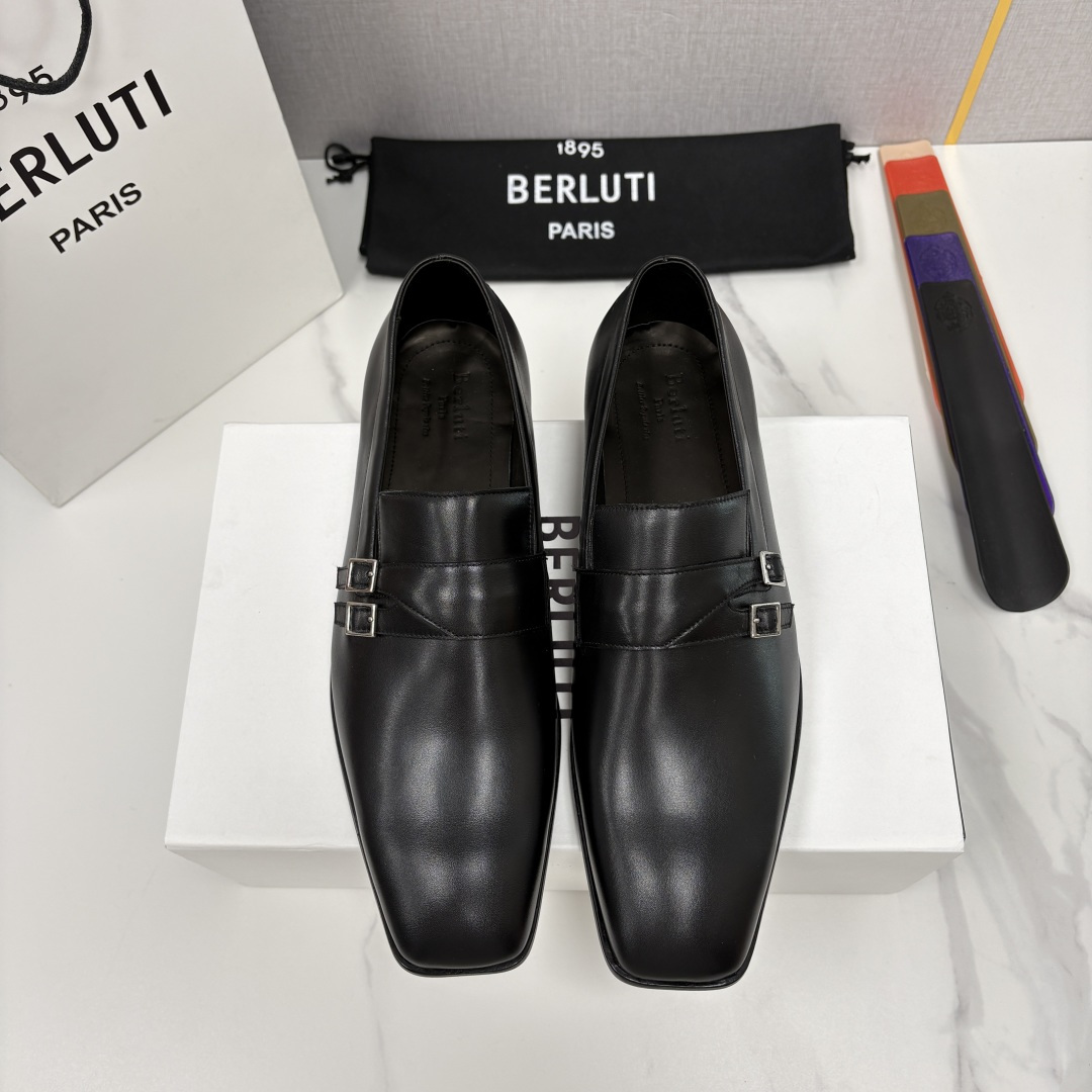 💋💍Berlut* 布鲁提  新款Mont-Thabor 双孟克皮鞋  男士手工擦色正装鞋上新🆕   B