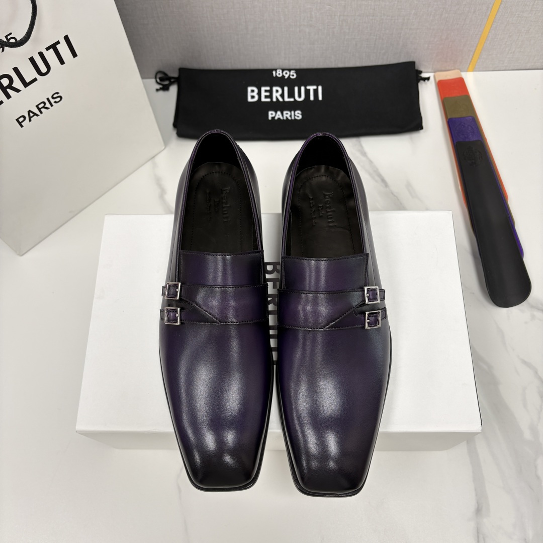💋💍Berlut* 布鲁提  新款Mont-Thabor 双孟克皮鞋  男士手工擦色正装鞋上新🆕   B