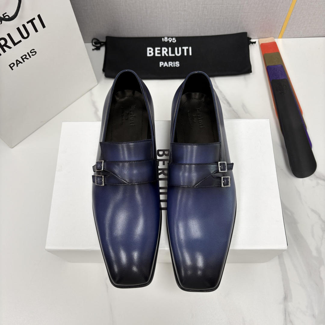 💋💍Berlut* 布鲁提  新款Mont-Thabor 双孟克皮鞋  男士手工擦色正装鞋上新🆕   B