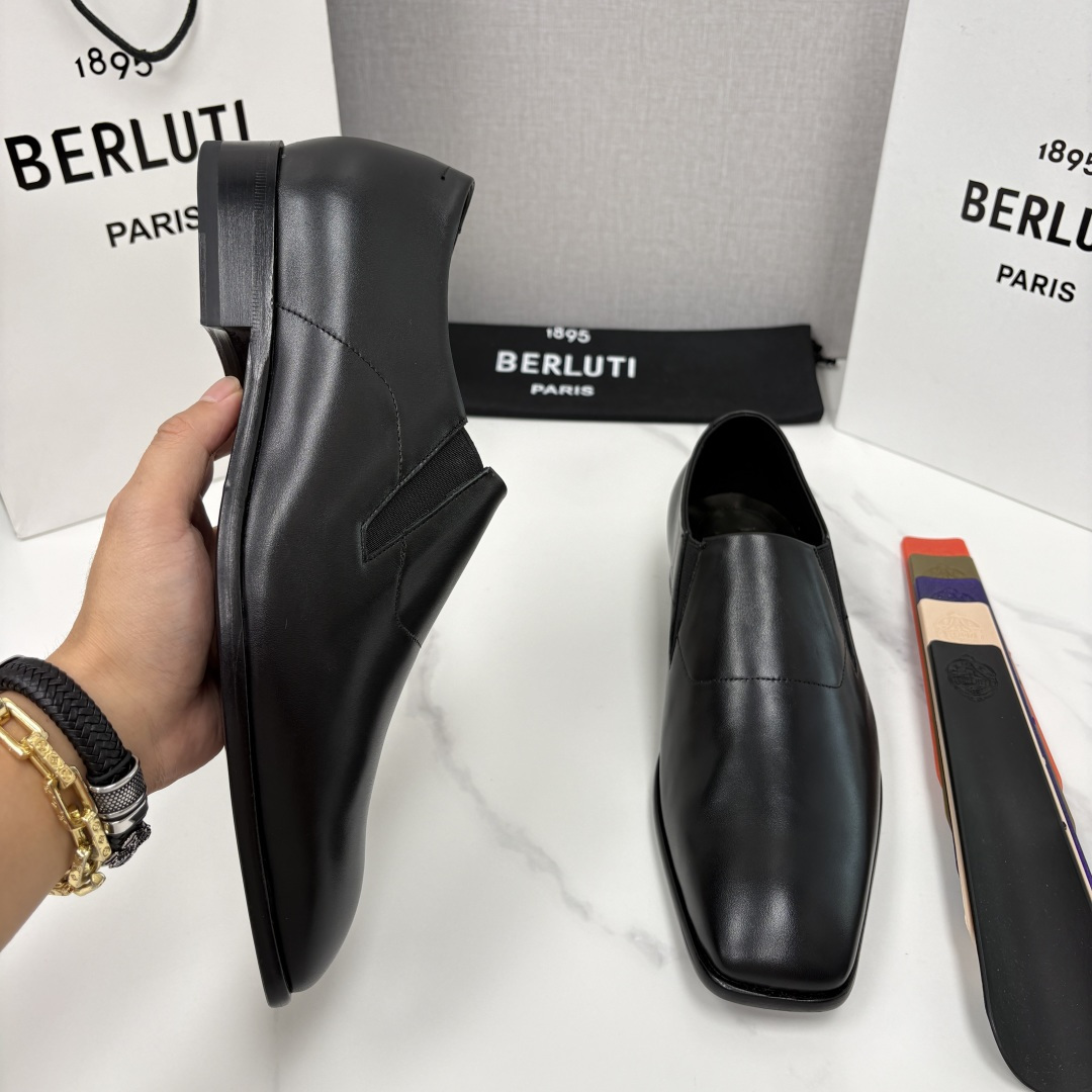 💋💍Berlut* 布鲁提  新款切尔西乐福鞋皮鞋   优雅与舒适的绅士之选[烟花] 男士手工擦色正装鞋