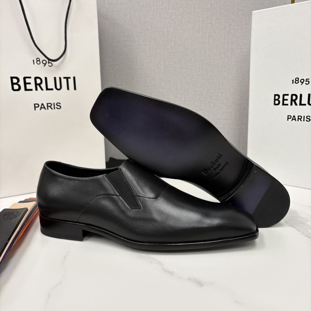 💋💍Berlut* 布鲁提  新款切尔西乐福鞋皮鞋   优雅与舒适的绅士之选[烟花] 男士手工擦色正装鞋