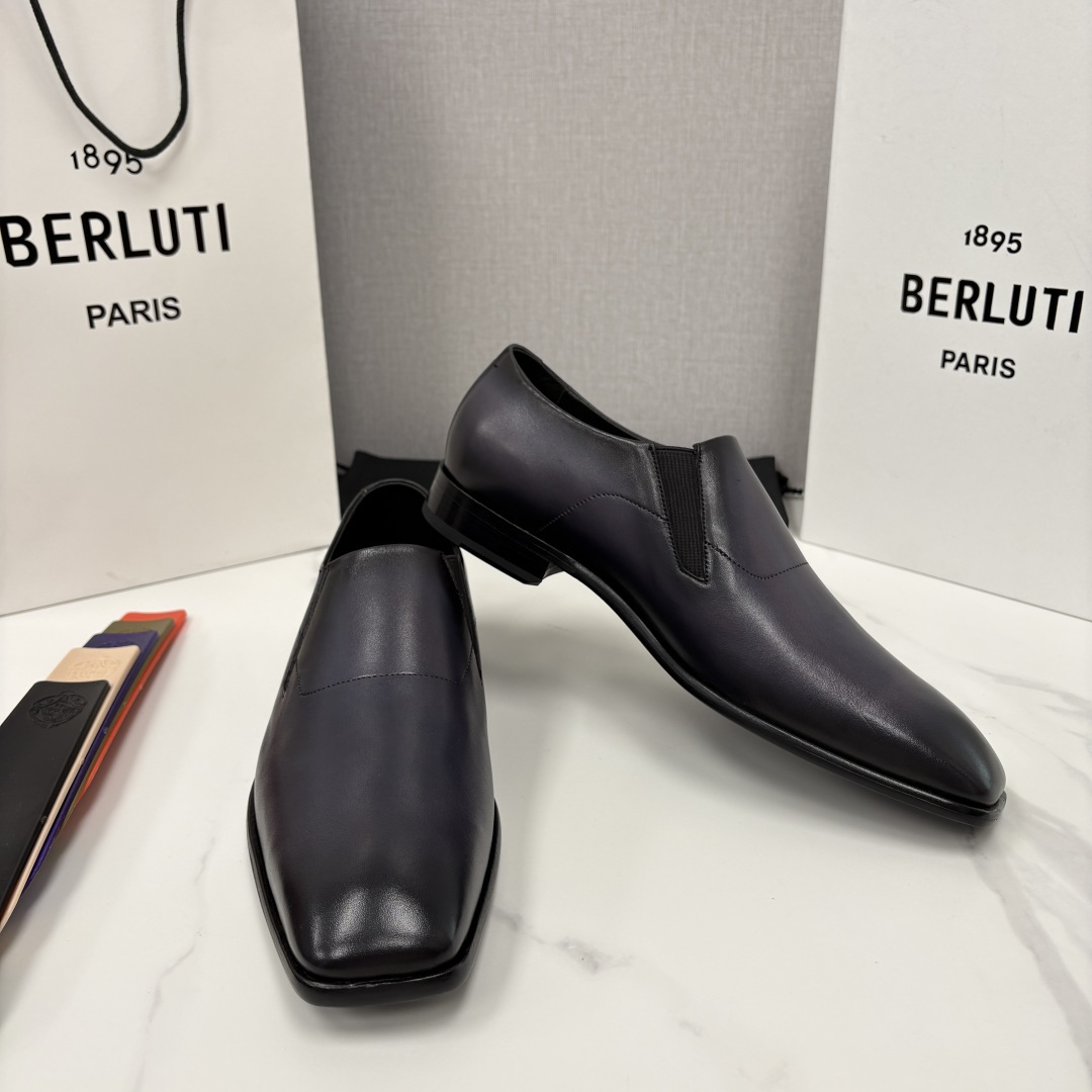 💋💍Berlut* 布鲁提  新款切尔西乐福鞋皮鞋   优雅与舒适的绅士之选[烟花] 男士手工擦色正装鞋