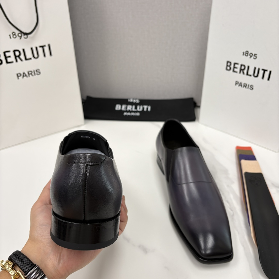 💋💍Berlut* 布鲁提  新款切尔西乐福鞋皮鞋   优雅与舒适的绅士之选[烟花] 男士手工擦色正装鞋