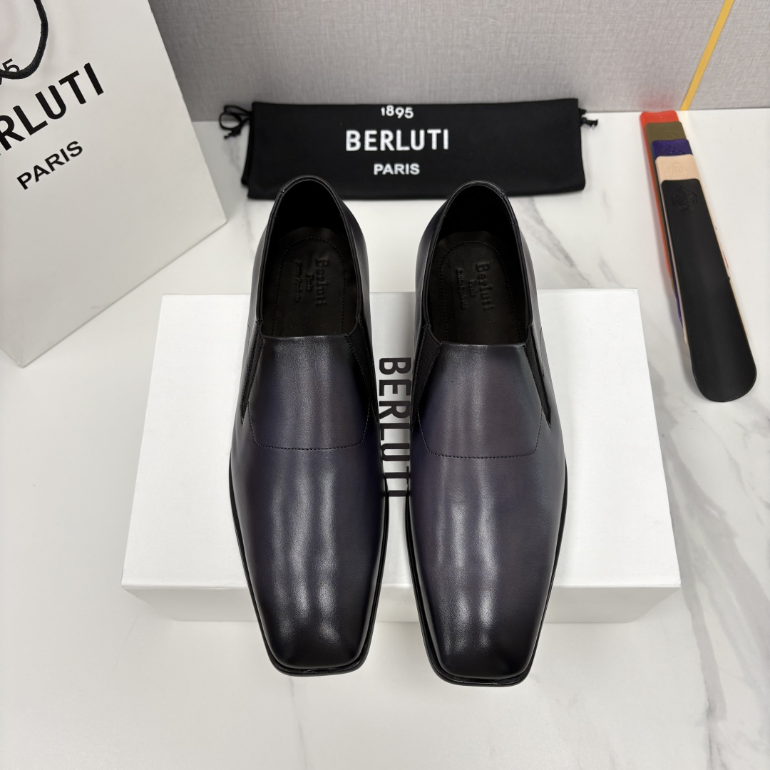 💋💍Berlut* 布鲁提  新款切尔西乐福鞋皮鞋   优雅与舒适的绅士之选[烟花] 男士手工擦色正装鞋