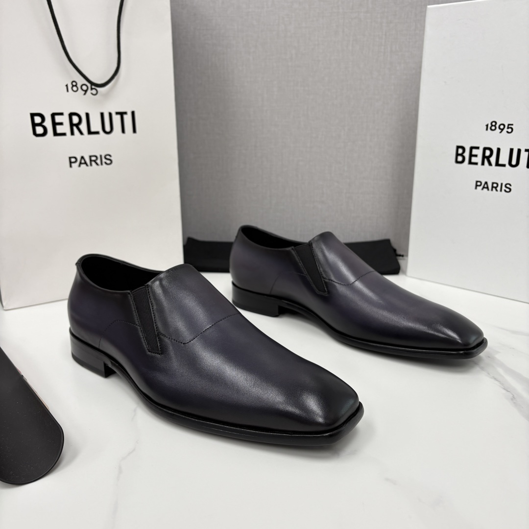 💋💍Berlut* 布鲁提  新款切尔西乐福鞋皮鞋   优雅与舒适的绅士之选[烟花] 男士手工擦色正装鞋