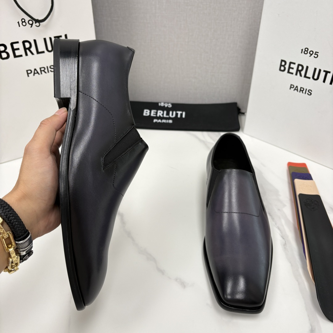💋💍Berlut* 布鲁提  新款切尔西乐福鞋皮鞋   优雅与舒适的绅士之选[烟花] 男士手工擦色正装鞋