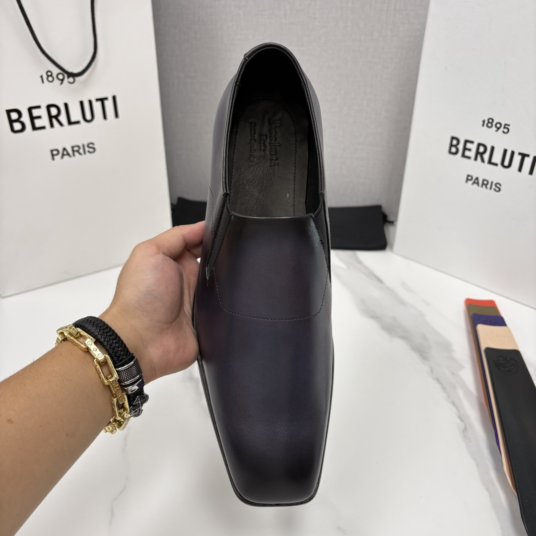 💋💍Berlut* 布鲁提  新款切尔西乐福鞋皮鞋   优雅与舒适的绅士之选[烟花] 男士手工擦色正装鞋