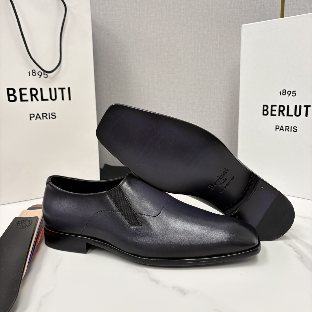💋💍Berlut* 布鲁提  新款切尔西乐福鞋皮鞋   优雅与舒适的绅士之选[烟花] 男士手工擦色正装鞋