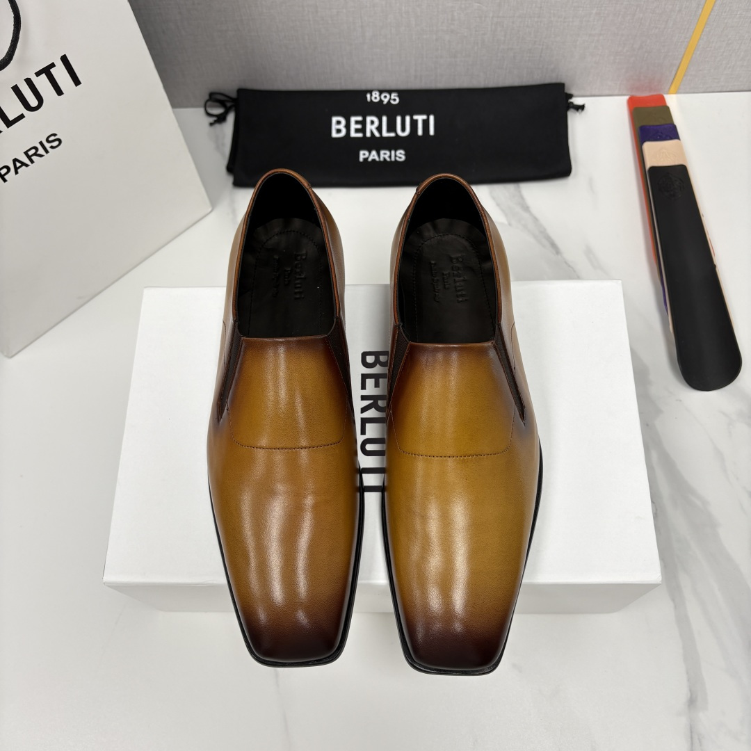 💋💍Berlut* 布鲁提  新款切尔西乐福鞋皮鞋   优雅与舒适的绅士之选[烟花] 男士手工擦色正装鞋