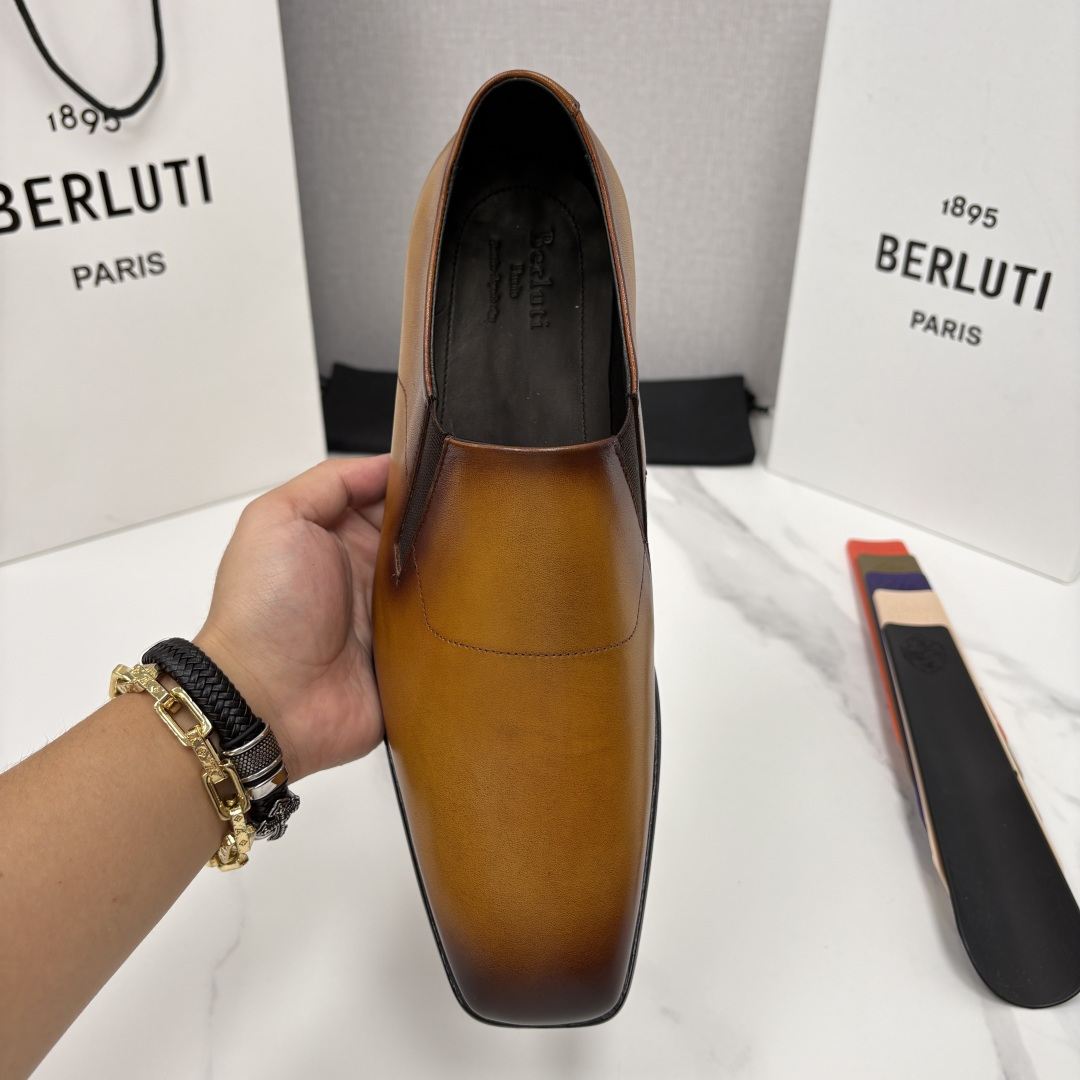 💋💍Berlut* 布鲁提  新款切尔西乐福鞋皮鞋   优雅与舒适的绅士之选[烟花] 男士手工擦色正装鞋