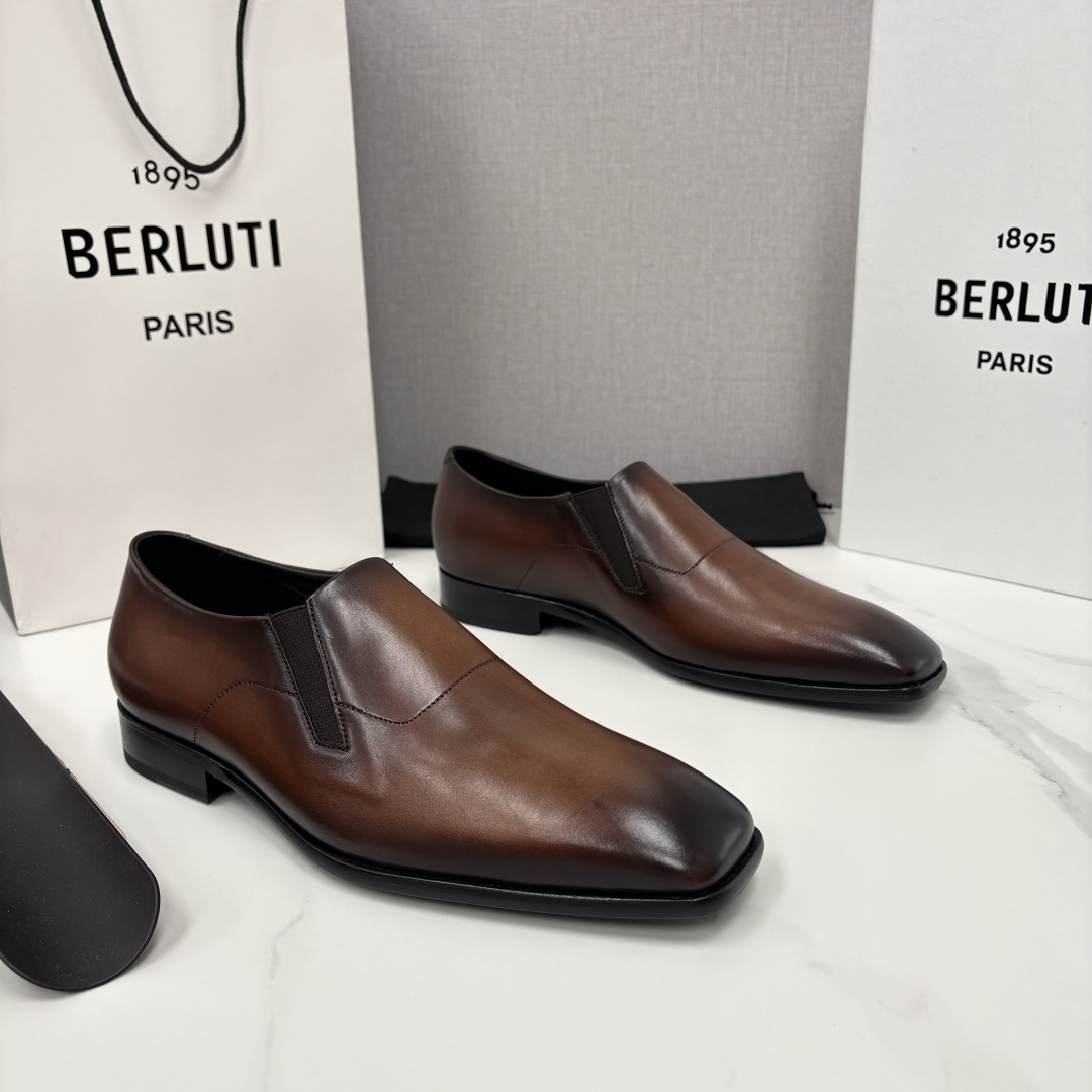 💋💍Berlut* 布鲁提  新款切尔西乐福鞋皮鞋   优雅与舒适的绅士之选[烟花] 男士手工擦色正装鞋